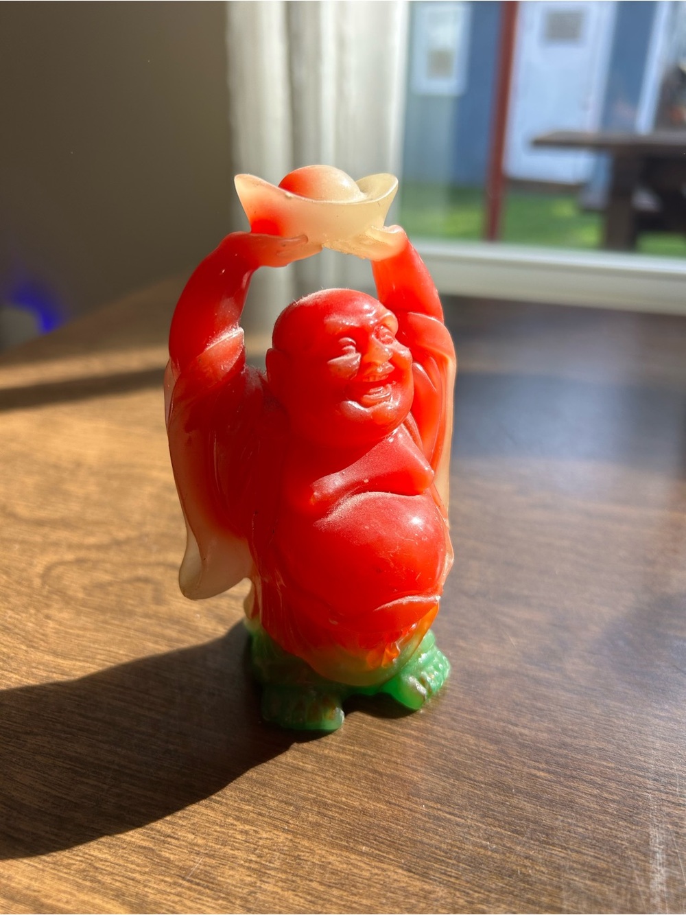 Red & Green Laughing Buddha Figurine